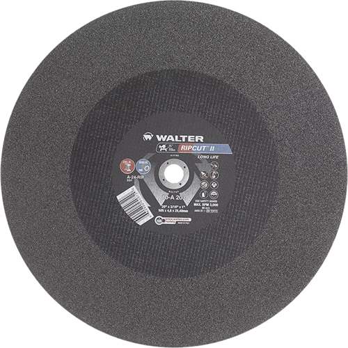 Ripcut II High Performance Cut-Off Wheel for Stationary Saws, 20" x 3/16", 1" Arbor, Type 1, Aluminum Oxide, 3000 RPM NRZ Safety Inc.