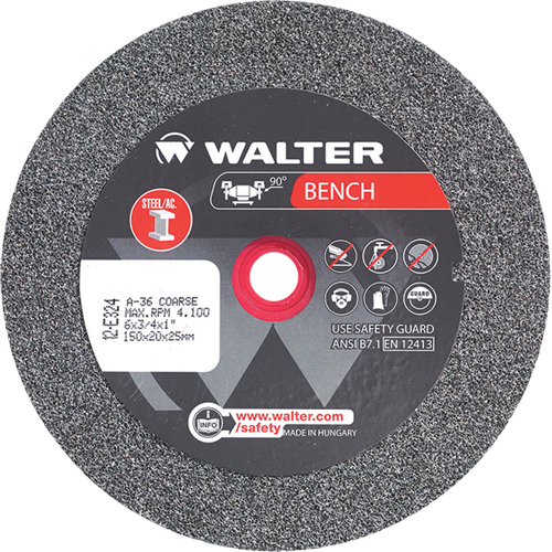 Meules pour rectifieuses d'&eacute;tabli, 6" x 3/4", Arbre de 1", 1 NRZ Safety Inc.