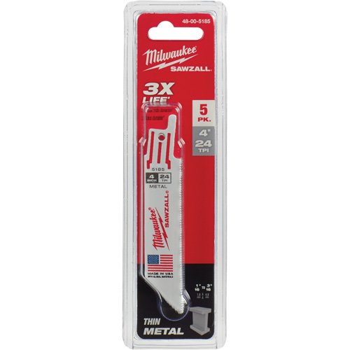 Sawzall&reg; Reciprocating Saw Blades, Bi-Metal, 24 TPI, 4" L x 3/4" W NRZ Safety Inc.