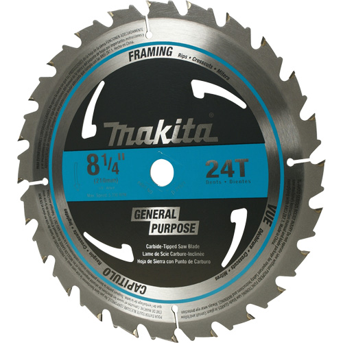 Lame de scie circulaire pour charpente &agrave; pointes au carbure, 8-1/4", 24 dents, Pour Bois NRZ Safety Inc.