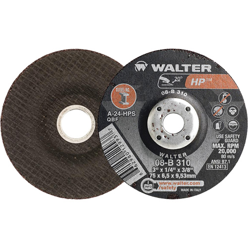 HP Depressed Centre Grinding Wheel, 3" x 1/4", 3/8" Arbor, Type 27 NRZ Safety Inc.