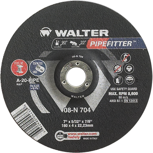 PIPEFITTER Grinding Wheel, 7" x 5/32", 7/8" Arbor, Type 27 NRZ Safety Inc.