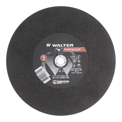 Meule &agrave; tronçonner rapide en acier inoxydable Portacut, 14" x 1/8", Arbre de 3/4", Type 1, Oxyde d'aluminium, 5400 Tr/min NRZ Safety Inc.