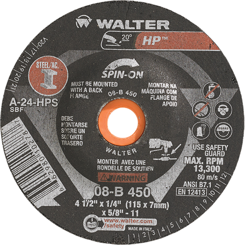 Meule HP vissable, 4-1/2" x 1/4", Arbre de 5/8"-11, Type 27S NRZ Safety Inc.