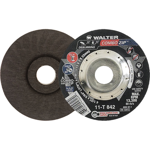 Meules &agrave; tronçonner renforc&eacute;es pour meuleuse &agrave; angle droit - Combo Zip, 4-1/2" x 5/64", Arbre de 7/8", Type 27 NRZ Safety Inc.