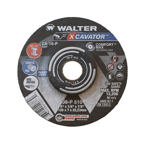 XCAVATOR Grinding Wheel, 5" x 1/4", 7/8"/5/8"-11 Arbor, Zirconium, Type 27 NRZ Safety Inc.