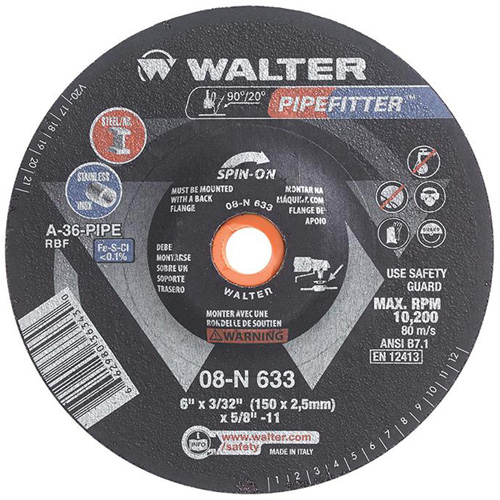 PIPEFITTER Grinding Wheel, 6" x 3/32", Aluminum Oxide, Type 27 NRZ Safety Inc.