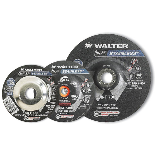 STAINLESS Grinding and Cutting Wheel, 4-1/2" x 1/4", 5/8"-11 Arbor, Type 28S, Aluminum Oxide, 13300 RPM NRZ Safety Inc.