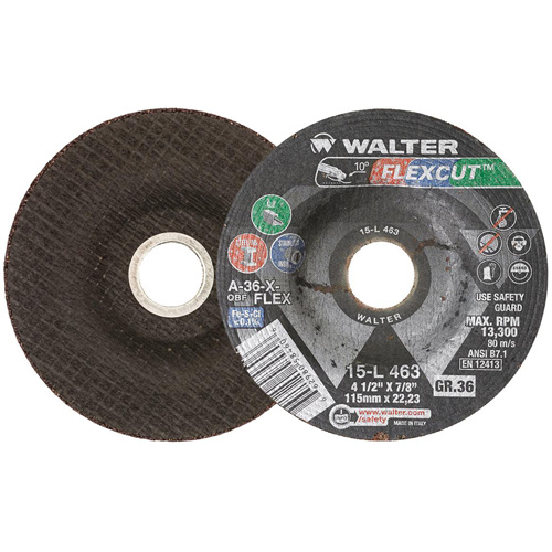 Meule FLEXCUT, 4-1/2", 36 Grain, Oxyde d'aluminium, 7/8", 13 300 Tr/min, Type 29 NRZ Safety Inc.