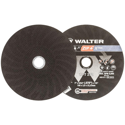 Zip+Xtra Heavy-Duty Cut-Off Wheel, 7" x 5/64", 7/8" Arbor, Type 1, Aluminum Oxide, 8600 RPM NRZ Safety Inc.