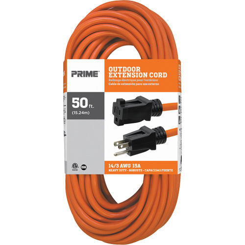 Cordon rallonge en vinyle, Ext&eacute;rieur, SJTW, AWG 14/3, 15 A, 50' NRZ Safety Inc.
