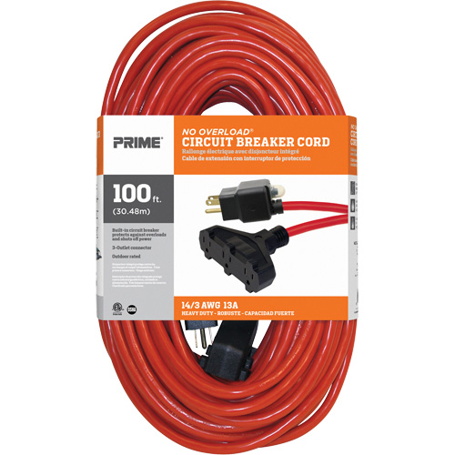 Cordon rallonge en vinyle, Ext&eacute;rieur, SJTW, AWG 14/3, 13 A, 3 prise(s), 100' NRZ Safety Inc.