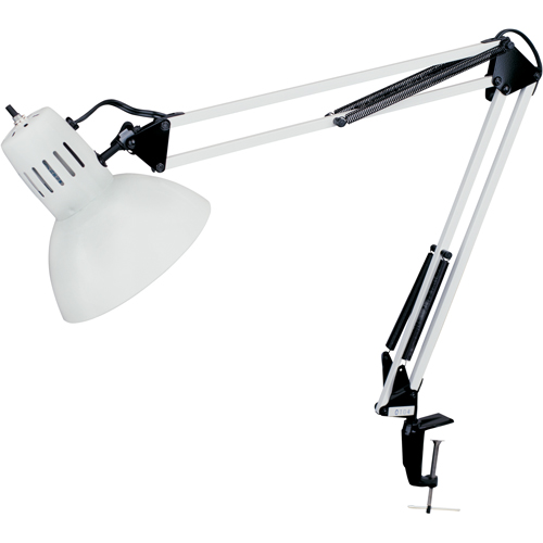 Swing Arm Clamp-On Desk Lamps, 100 W, Incandescent, C-Clamp, 36" Neck, White NRZ Safety Inc.
