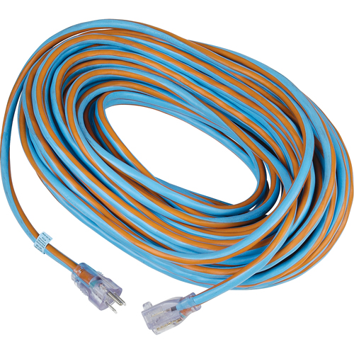 Cordon rallonge verrouillable toute saison en caoutchouc TPE Arctic Blue, Toutes saisons, SJEOW, AWG 12/3, 15 A, 100' NRZ Safety Inc.