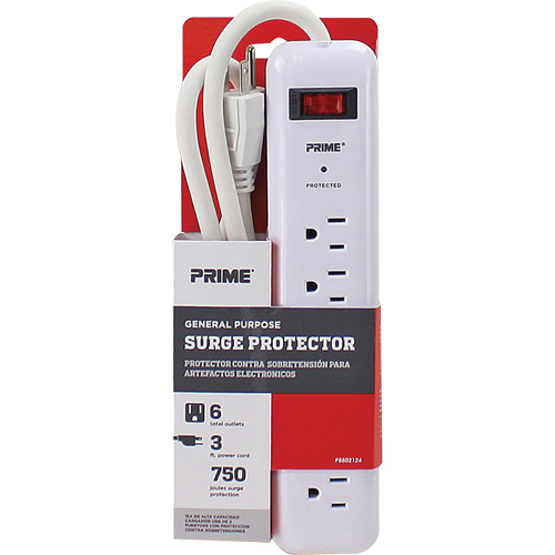 Protecteurs de surtension, 6 Prises, 750 J, 1875, Cordon 3' NRZ Safety Inc.