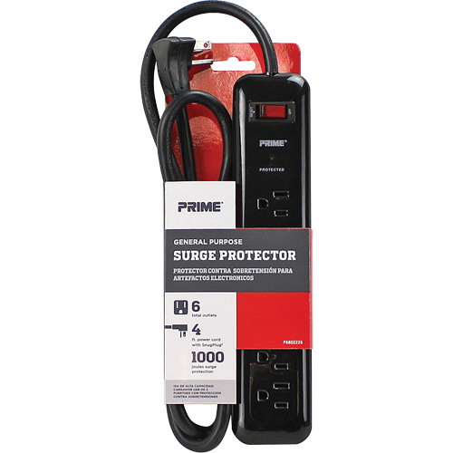 Protecteurs de surtension, 6 Prises, 1000 J, 1875, Cordon 4' NRZ Safety Inc.