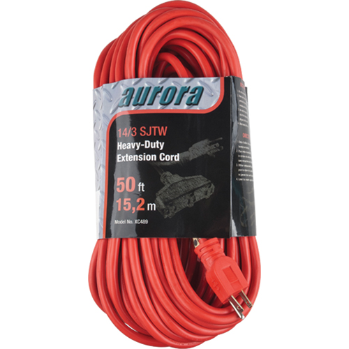 Vinyl Extension Cord, Outdoor, SJTW, 14/3 AWG, 15 A, 3 Outlet(s), 50' NRZ Safety Inc.
