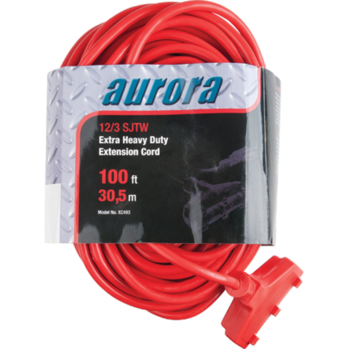 Vinyl Extension Cord, Outdoor, SJTW, 12/3 AWG, 15 A, 3 Outlet(s), 100' NRZ Safety Inc.