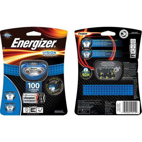 Vision Headlamp, LED, 100 Lumens, 10 Hrs. Run Time, AAA Batteries NRZ Safety Inc.