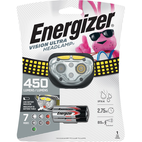 Vision Ultra Industrial Headlamp, LED, 450 Lumens, 2 Hrs. Run Time, AAA Batteries NRZ Safety Inc.