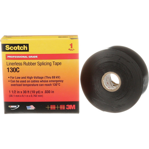Scotch&reg; Linerless Rubber Splicing Tape, 38 mm (1-1/2") " W, 9 m (30') " L NRZ Safety Inc.