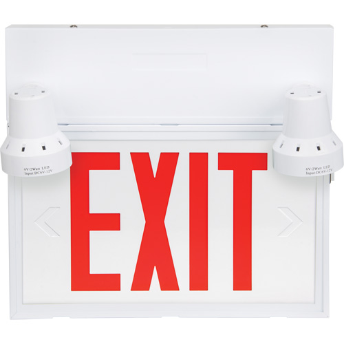 Exit Sign with Security Lights, LED, Battery Operated/Hardwired, 12-1/10" L x 11" W, English NRZ Safety Inc.