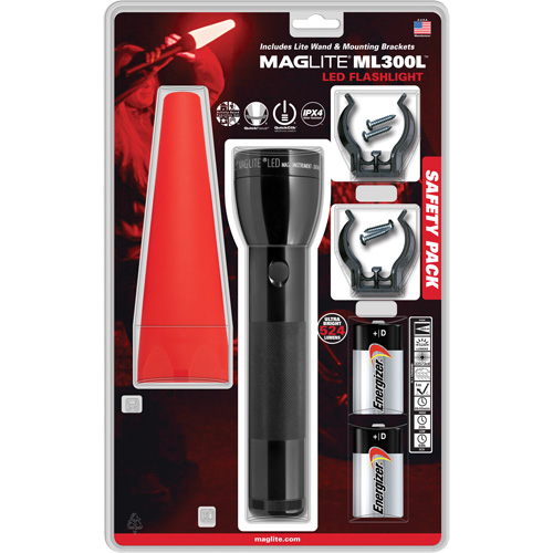 Safety Flashlight Pack, LED, 487 Lumens, D Batteries NRZ Safety Inc.