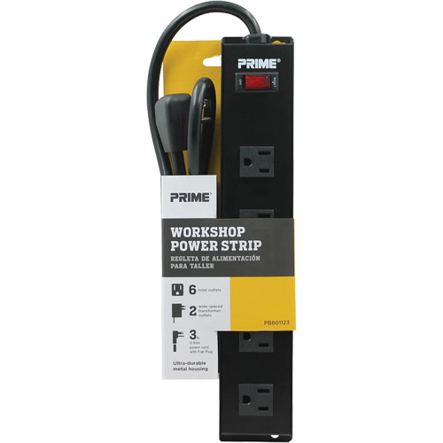 Bloc multiprise pour atelier en m&eacute;tal, 6 Prise(s), 3', 15 A, 1875 W, 125 V NRZ Safety Inc.