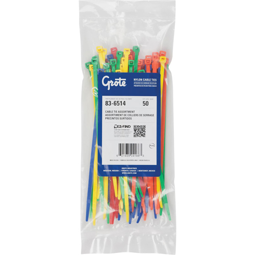 Nylon Cable Ties, 8" Long, 50 lbs. Tensile Strength NRZ Safety Inc.