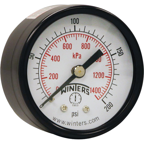 Economy Pressure Gauge, 2" , 0 - 200 psi, Back Mount, Analogue NRZ Safety Inc.
