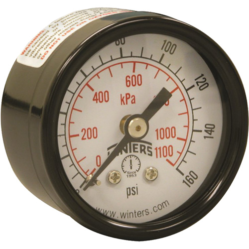 Manom&egrave;tre &eacute;conomique,  1-1/2", 0 - 160 psi, Fixation arri&egrave;re, Analogique NRZ Safety Inc.
