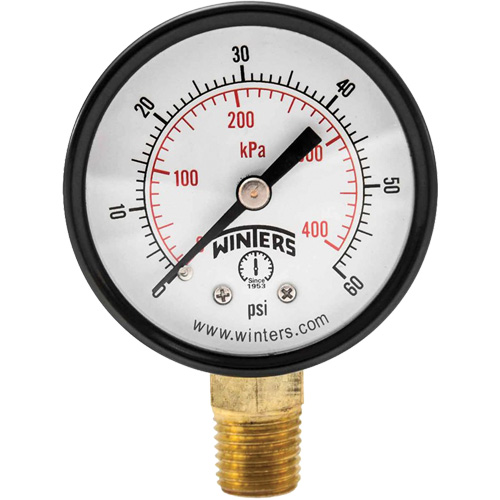 Manom&egrave;tre &eacute;conomique,  2", 0 - 60 psi, Fixation inf&eacute;rieure, Analogique NRZ Safety Inc.