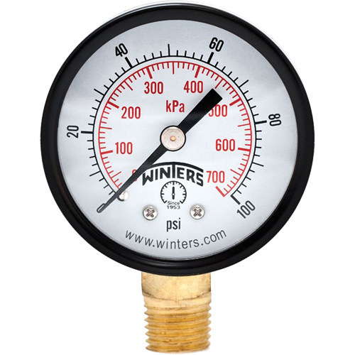 Manom&egrave;tre &eacute;conomique,  2", 0 - 100 psi, Fixation inf&eacute;rieure, Analogique NRZ Safety Inc.