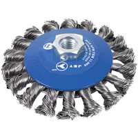 Knot Twisted Conical Bevel Brush, 5" Dia., 0.02" Fill, 5/8"-11NC Arbor NRZ Safety Inc.