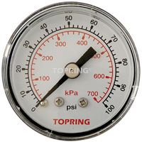 Pressure Gauge, 1-1/2" , 0 - 100 psi, Back Mount, Analogue NRZ Safety Inc.