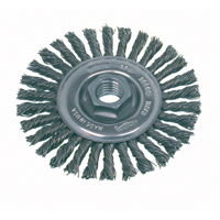 Brosse rotative &agrave; fils nou&eacute;s pour petites meuleuses haute vitesse, pour passe de fond, Dia. 4", Fils 0,02", Arbre 5/8"-11, Acier NRZ Safety Inc.