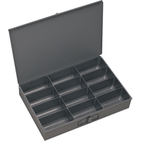 Boîtes &agrave; fond courb&eacute;, Acier, 12 compartiments, 18" la x 12" p, 3" h, Gris NRZ Safety Inc.