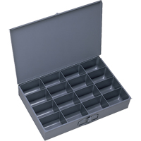Boîtes &agrave; fond courb&eacute;, Acier, 16 compartiments, 18" la x 12" p, 3" h, Gris NRZ Safety Inc.