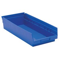 Shelf Bins, 8-3/8" W x 4" H x 17-7/8" D, Blue, 40 lbs. Capacity NRZ Safety Inc.