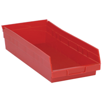 Shelf Bins, 8-3/8" W x 4" H x 17-7/8" D, Red, 40 lbs. Capacity NRZ Safety Inc.