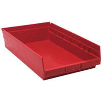 Shelf Bins, 11-1/8" W x 4" H x 17-7/8" D, Red, 40 lbs. Capacity NRZ Safety Inc.