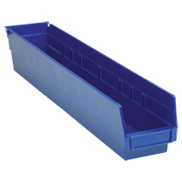 Shelf Bins, 4-1/8" W x 4" H x 23-5/8" D, Blue, 50 lbs. Capacity NRZ Safety Inc.