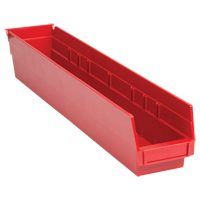 Shelf Bins, 4-1/8" W x 4" H x 23-5/8" D, Red, 50 lbs. Capacity NRZ Safety Inc.