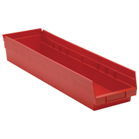 Bacs de rangement pour tablettes, 6-5/8" la x 4" H x 23-5/8" p, Rouge, Capacit&eacute; 50 lb NRZ Safety Inc.