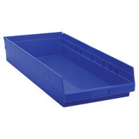 Shelf Bins, 11-1/8" W x 4" H x 23-5/8" D, Blue, 50 lbs. Capacity NRZ Safety Inc.