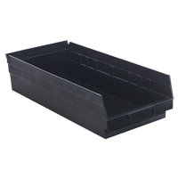 Economy Shelf Bin, 8-3/8" W x 4" H x 17-7/8" D, Black NRZ Safety Inc.