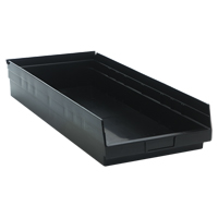 Economy Shelf Bin, 11-1/8" W x 4" H x 23-5/8" D, Black, 60 lbs. Capacity NRZ Safety Inc.