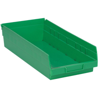 Shelf Bins, 8-1/8" W x 4" H x 17-7/8" D, Green, 40 lbs. Capacity NRZ Safety Inc.
