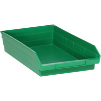 Shelf Bins, 11-1/8" W x 4" H x 17-7/8" D, Green, 40 lbs. Capacity NRZ Safety Inc.