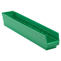 Economy Shelf Bin, 4-1/8" W x 4" H x 23-5/8" D, Green NRZ Safety Inc.